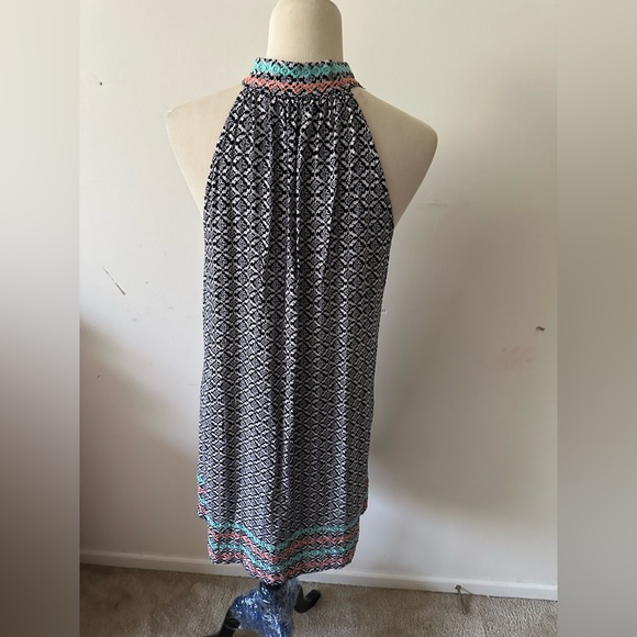 THML women’s large artsy leaf print bohemian embroidered accented shift dress - Picture 5 of 10